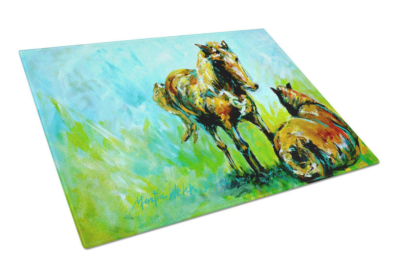 Horse Grazin Glass Cutting Board Large