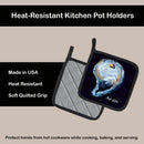 Oyster Give me one Pot Holder Set of 2 Heat Resistant Quilted Hot Pads 7.5 x 7.5 Inch, Insulated Kitchen Trivets for Cooking & Baking