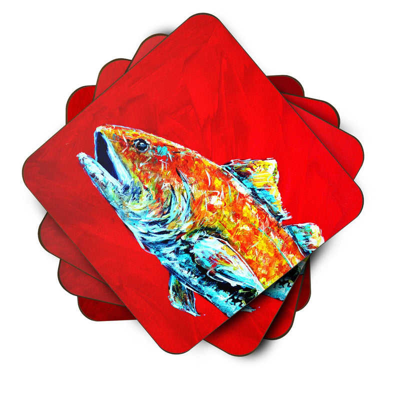 Set of 4 Fish - Red Fish Alphonzo Head Foam Coasters