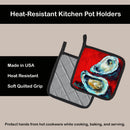 Open up Oyster Pot Holder Set of 2 Heat Resistant Quilted Hot Pads 7.5 x 7.5 Inch, Insulated Kitchen Trivets for Cooking & Baking