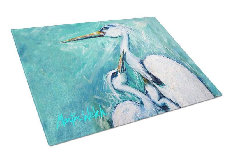 Mother's Love White Crane Glass Cutting Board Large Size MW1159LCB