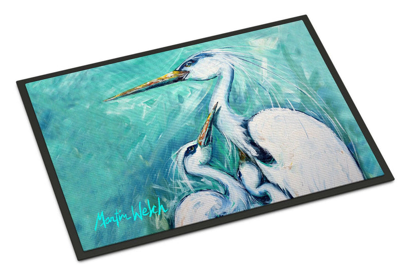 Mother's Love White Crane Indoor or Outdoor Mat 18x27 MW1159MAT