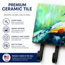 Proud Peacock Green Leash or Key Holder Wall Hooks, Coat Rack Wall Mount, for Hanging Keys, Towels, Aprons, Leashes