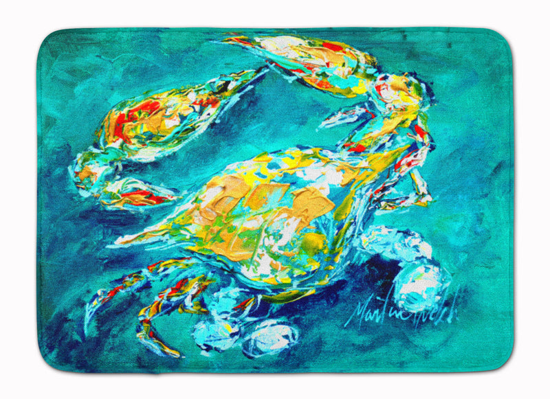 By Chance Crab in Aqua blue Machine Washable Memory Foam Mat MW1162RUG