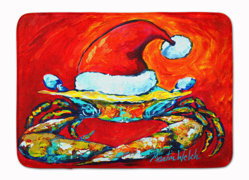 Crab in Santa Hat Santa Claws Machine Washable Memory Foam Mat MW1169RUG