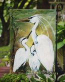 Blessing at Feeding Time Egret Family Garden Flag – Decorative Outdoor Yard Flag MW1186GF