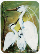 Blessing at Feeding Time Egret Family Cutting Board Tempered Glass Kitchen Cutting Surface, Heat Resistant Chopping, Non-Slip Feet, Food Prep & Serving