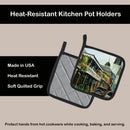 St Louis Cathedral Pot Holder Set of 2 Heat Resistant Quilted Hot Pads 7.5 x 7.5 Inch, Insulated Kitchen Trivets for Cooking & Baking