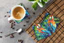 Yo Yo Mama Parrot Foam Coasters Set of 4 Cup Coasters for Indoor Outdoor, Tabletop Protection, Anti Slip, Mouse pad Material