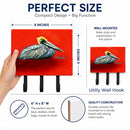 Sitting Brown Pelican Leash or Key Holder Wall Hooks, Coat Rack Wall Mount, for Hanging Keys, Towels, Aprons, Leashes
