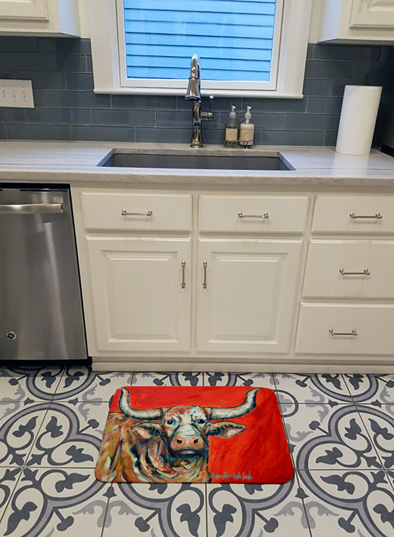 See Red Longhorn Cow Machine Washable Memory Foam Mat MW1281RUG