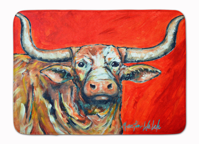 See Red Longhorn Cow Machine Washable Memory Foam Mat MW1281RUG