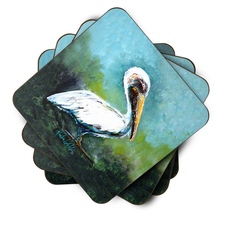 Blue Stand White Pelican Foam Coaster  MW1309FC