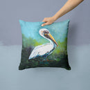 Blue Stand White Pelican Throw Pillow - 14x14 Decorative Pillow – Art for Your Home & Patio MW1309PW1414