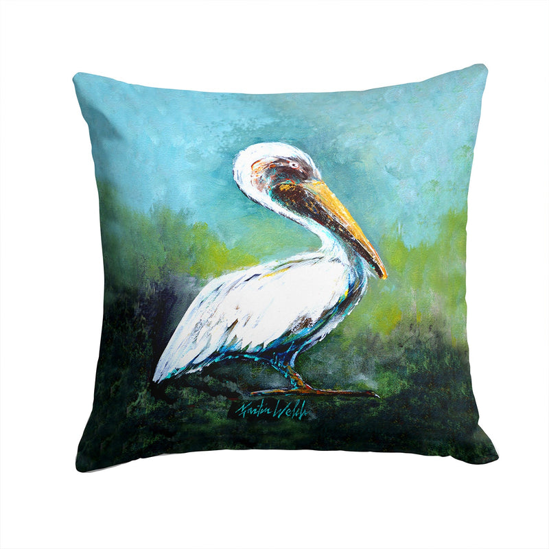 Blue Stand White Pelican Throw Pillow - 14x14 Decorative Pillow – Art for Your Home & Patio MW1309PW1414
