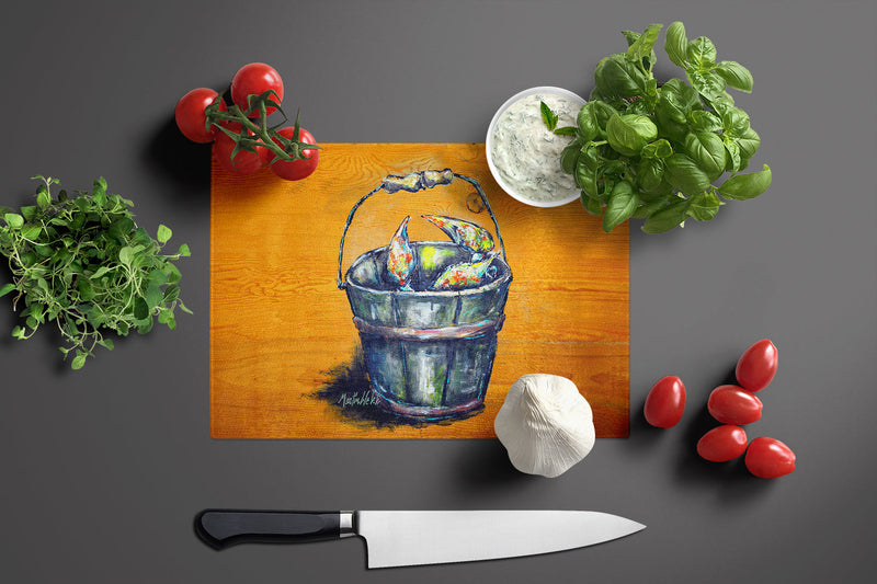 A Crab Bucket Glass Cutting Board