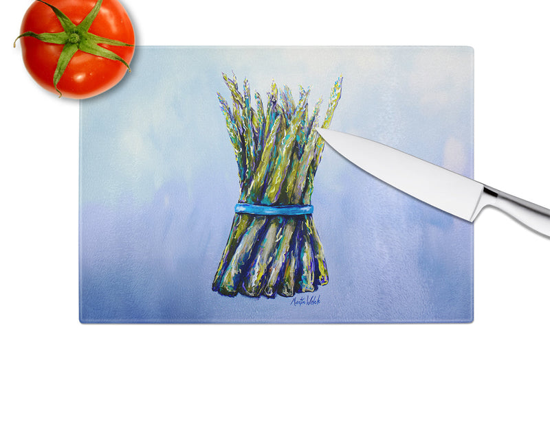 Fresh Bunch Asparagus Glass Cutting Boards – Durable, Decorative Kitchen Art