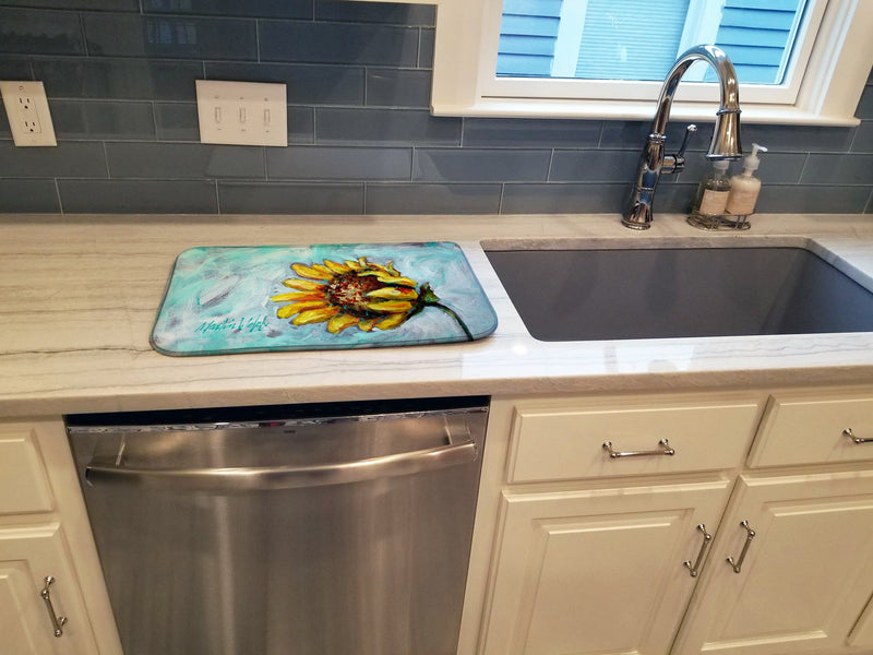 Yellow Sun Sunflowers Dish Drying Mat