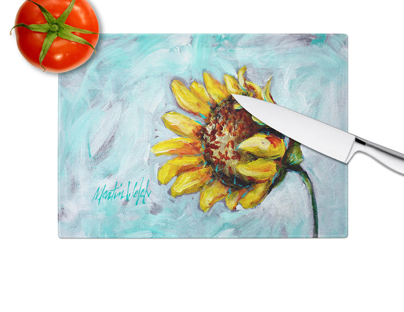 Yellow Sun Sunflowers Glass Cutting Board