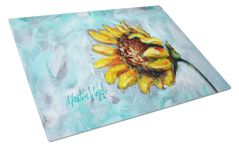 Yellow Sun Sunflowers Glass Cutting Board