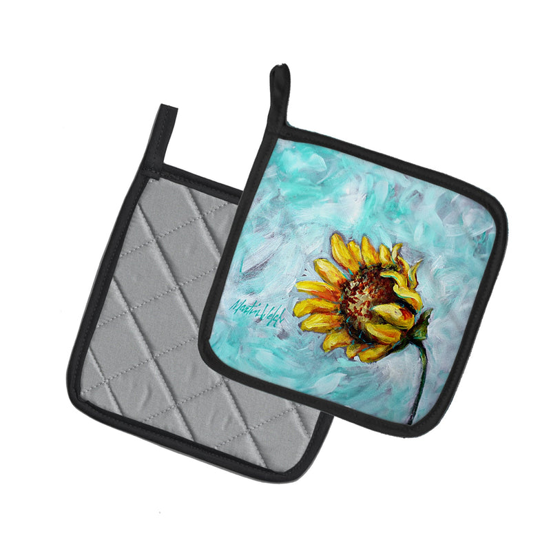 Yellow Sun Sunflowers Pair of Pot Holders