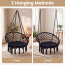 Macrame Swing Chair Hammock Chair with Round Seat Cushion by DirectDeals