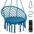 Macrame Swing Chair Hammock Chair with Round Seat Cushion by LJGDeals