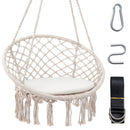 Macrame Swing Chair Hammock Chair with Round Seat Cushion by LJGDeals