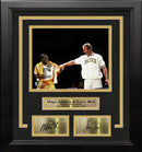 Magic Johnson & Larry Bird Number Retirement Night 8x10 Framed Basketball Photo Engraved Autographs by Dynasty Sports & Framing