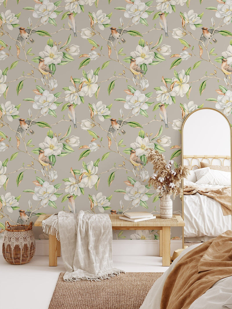 Magnolia Flowers and Birds Wallpaper