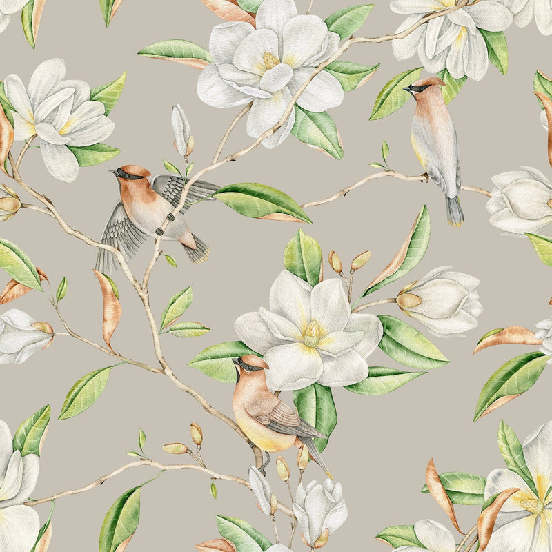 Magnolia Flowers and Birds Wallpaper