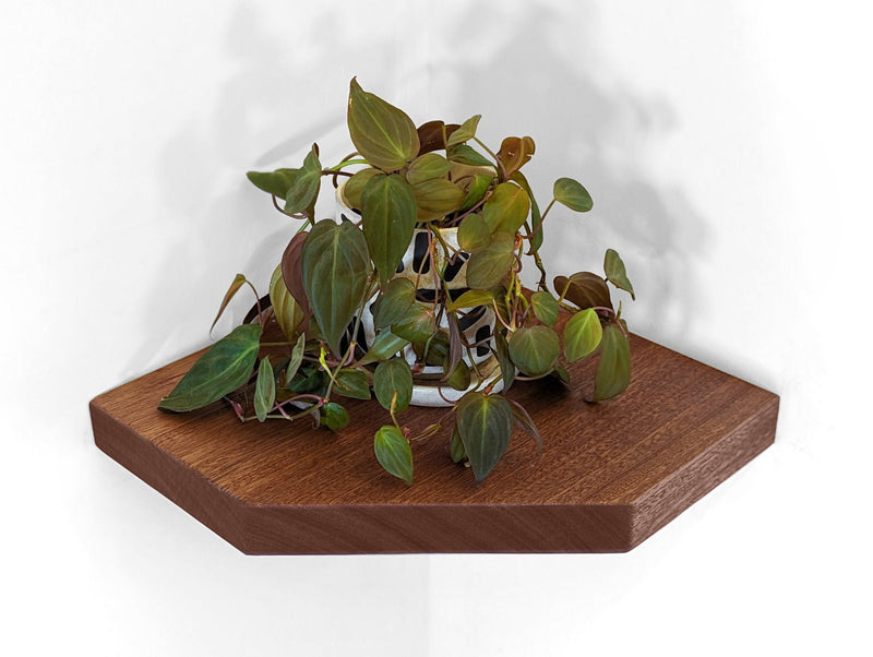 Floating Corner Shelf with Straight Edge in Oak
