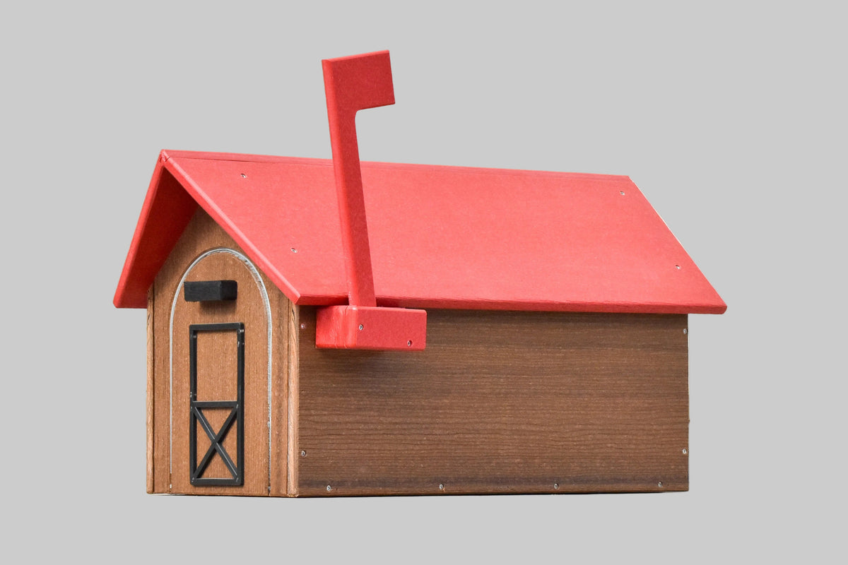 Heavy Duty Handcrafted Poly USPS Mailbox Mahogany/Red