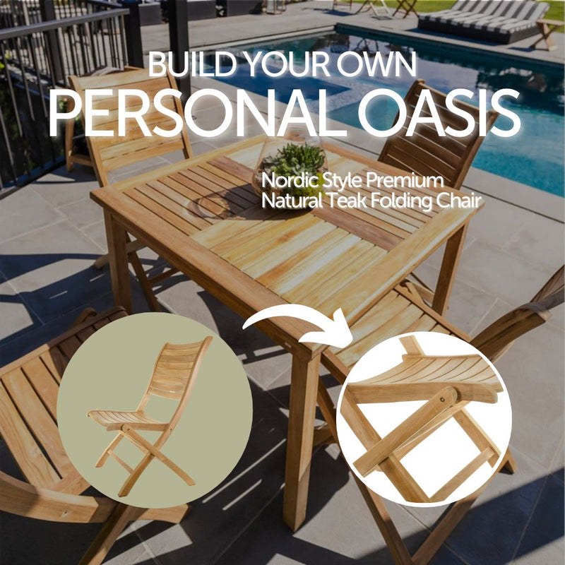 Naples Natural Teak Outdoor Patio Folding Chair