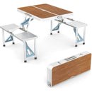 4FT Folding Camping Table w/4 Seats Portable Aluminum Table Set by 2Dropme