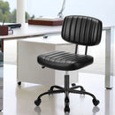 Armless Office Chair PU Leather Rolling Desk Chair Task Vanity Chair Wheels