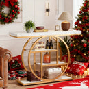 Luxury Gold Console Table with Marble Top, Modern Entryway Sofa Table by 2Dropme