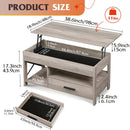 Lift Top Coffee Table w/Hidden Storage Drawer Shelf Retro Wood Living Room Table by 2Dropme