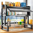 Over Sink Dish Drying Rack 1 Tier Kitchen Organizer Dustproof Storage Shelf by 2Dropme