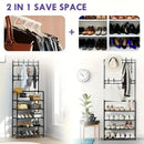 2 in 1 Shoe Rack with Coat Hooks Entryway Organizer 5 Tier Storage Shelf by 2Dropme
