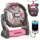 10400mAh 13hrs Rechargeable Automatic Oscillating Camping Fan with LED and Hook by 2Dropme
