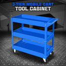 3-Tier Rolling Tool Cart with Wheels, Steel Utility Storage Cart by 2Dropme