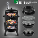 3-in-1 Charcoal Smoker Grill BBQ Fire Pit Portable Outdoor Camping Grill by 2Dropme