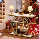 Luxury Gold Console Table with Marble Top, Modern Entryway Sofa Table by 2Dropme