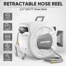 Retractable Garden Hose Reel 40/100/110/130FT Auto Rewind Wall Mounted Hose by 2Dropme