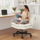 27" Wide Criss Cross Office Chair with Wheels – Adjustable Swivel Armless Vanity Desk Chair with Back Support by 2Dropme