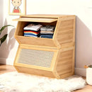 Thin Bamboo Shoe Cabinet with 3 Flip Drawers – Narrow Shoe Storage Organizer by 2Dropme