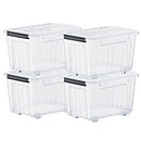 72/97QT Storage Box with Wheels & Lid – Stackable Heavy Duty Organizer 4-6-Pack by 2Dropme