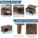 Lift Top Coffee Table 36" Farmhouse Rustic Wood Hidden Storage & Sliding Barn by 2Dropme