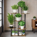 5-Tier Metal Plant Stand with Wheels, Rolling Indoor Outdoor Planter Shelf